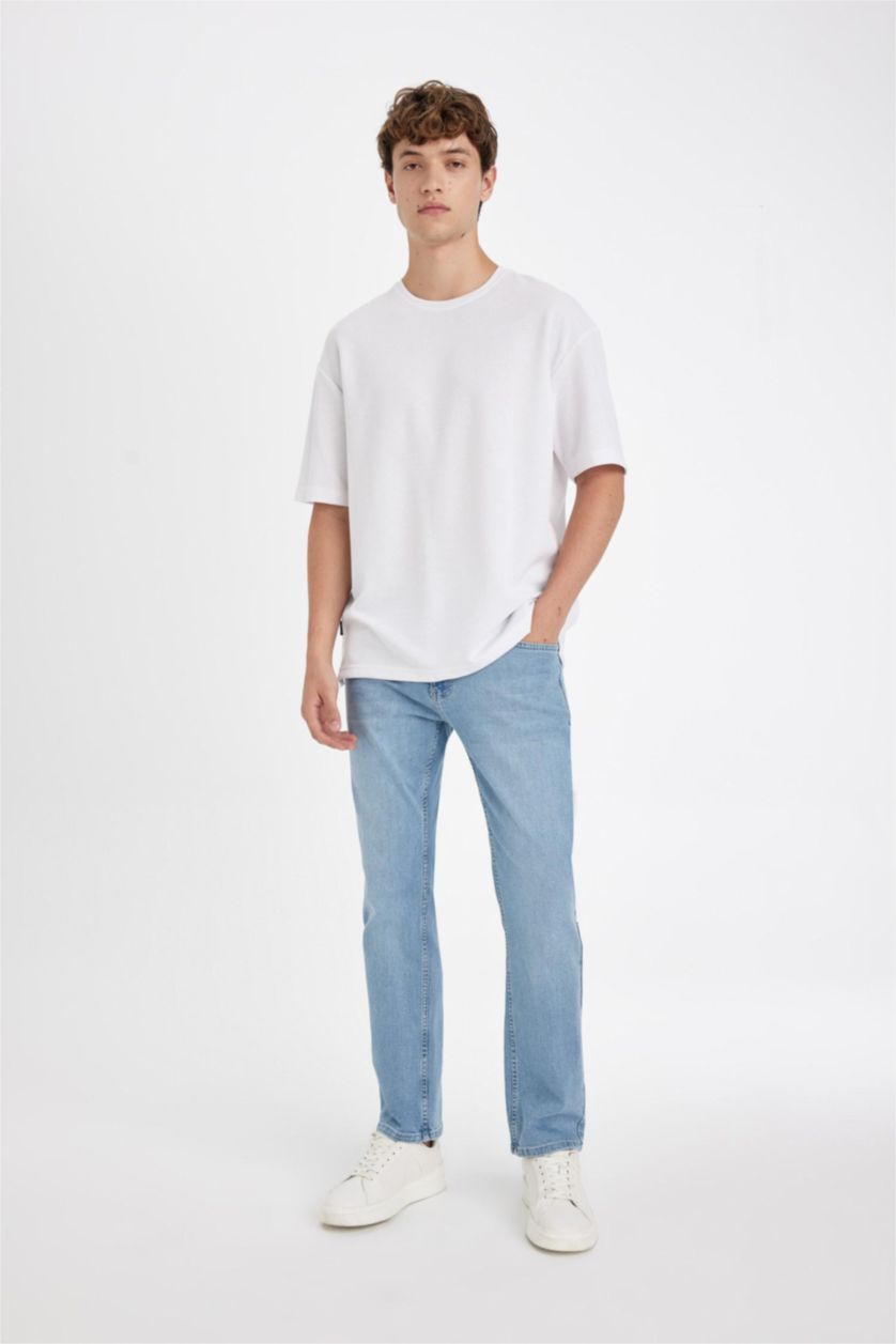 Erkek Açık Mavi Sergio Regular Fit Normal Kalıp Normal Bel Boru Paça Jean Pantolon