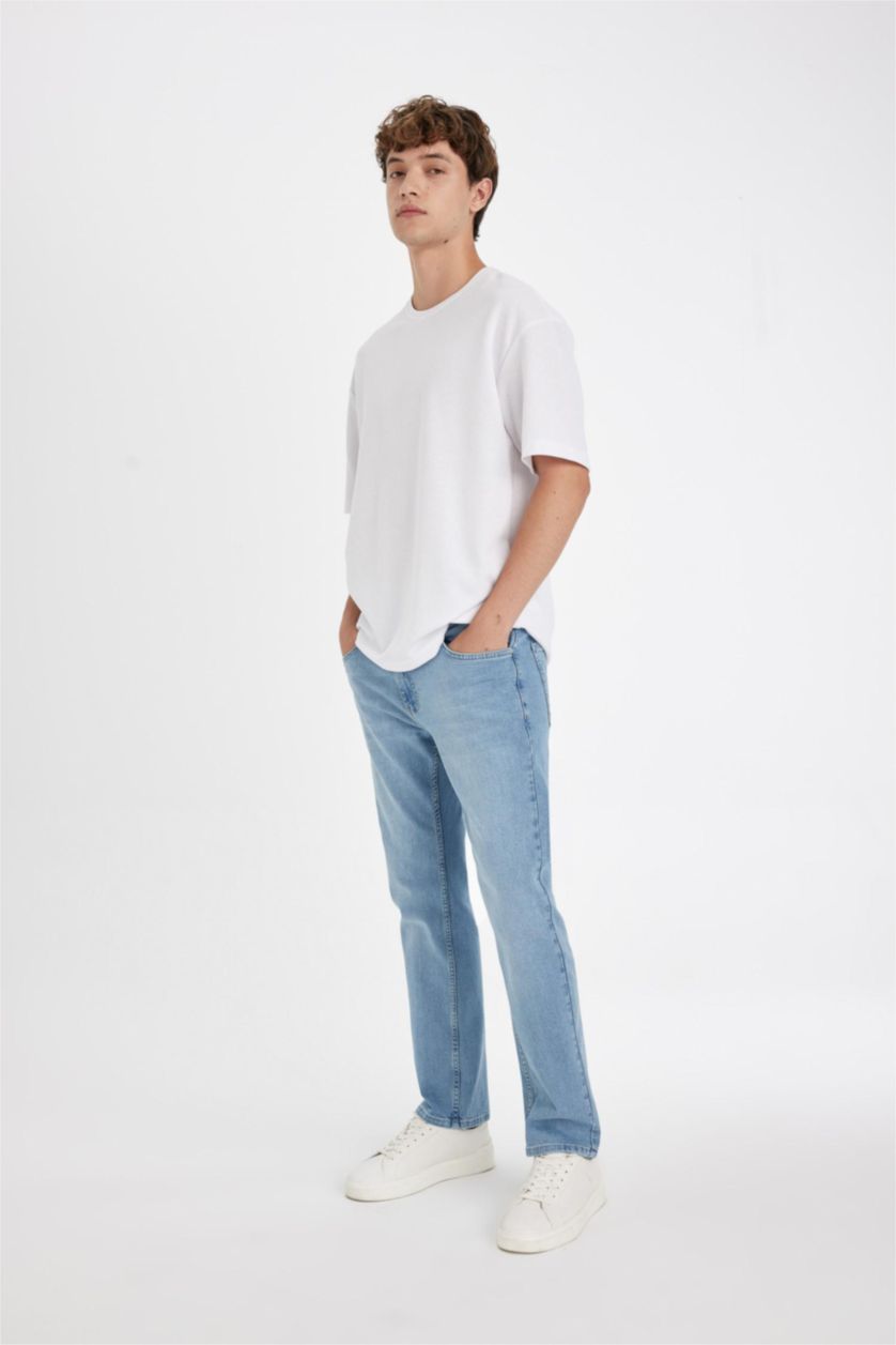 Erkek Açık Mavi Sergio Regular Fit Normal Kalıp Normal Bel Boru Paça Jean Pantolon