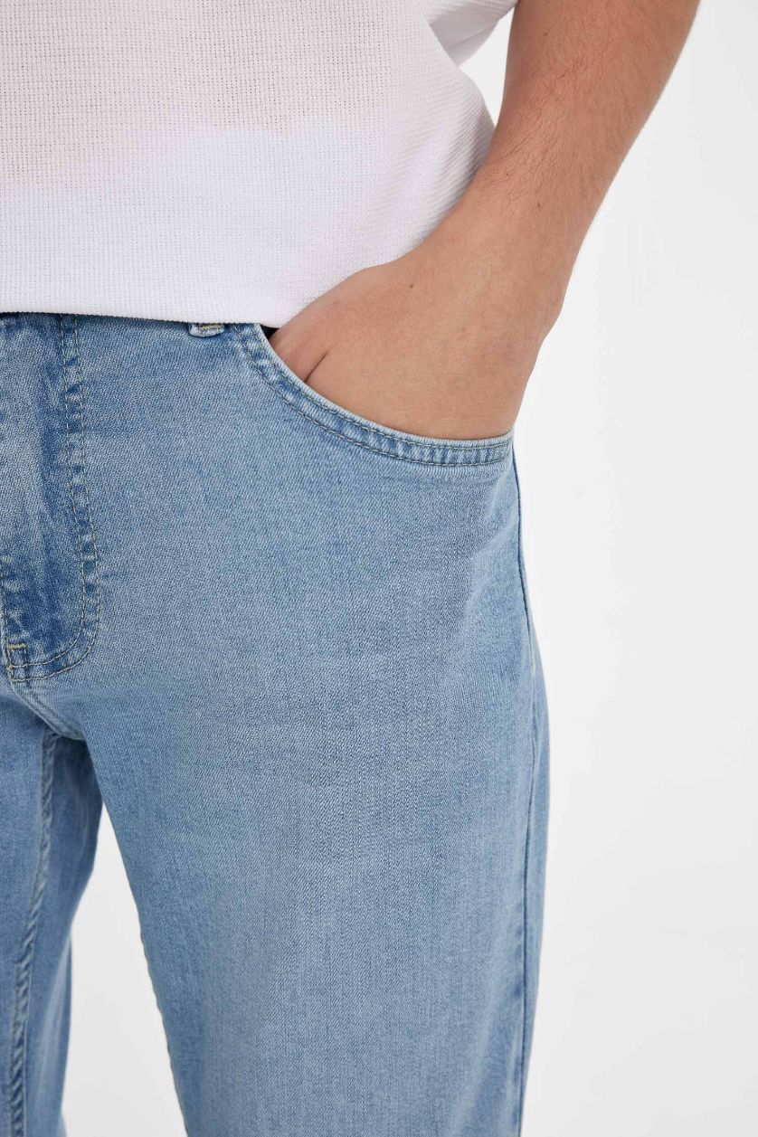 Erkek Açık Mavi Sergio Regular Fit Normal Kalıp Normal Bel Boru Paça Jean Pantolon