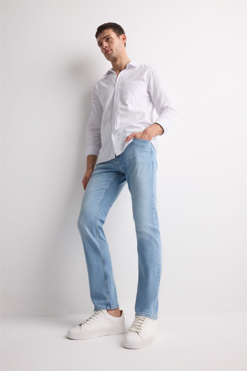 Erkek Açık Mavi Sergio Regular Fit Normal Kalıp Normal Bel Boru Paça Jean Pantolon