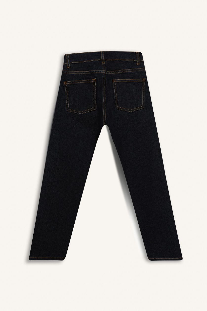 Erkek Çocuk - Genç Erkek Koyu Mavi Straight Fit Düz Paça Jean Pantolon Erkek Çocuk