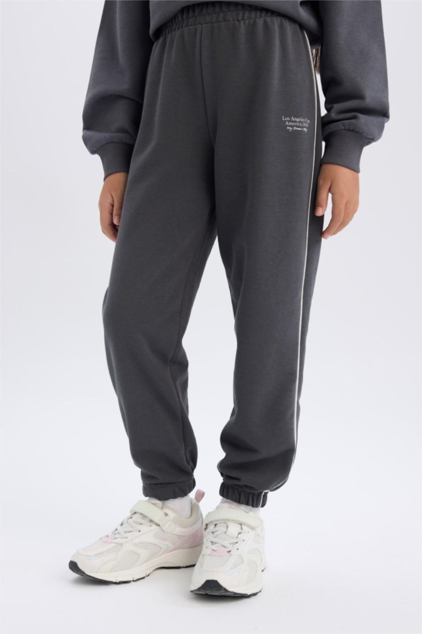 Kız Çocuk - Genç Kız Antrasit Kız Çocuk Beli Lastikli Jogger Eşofman Altı
