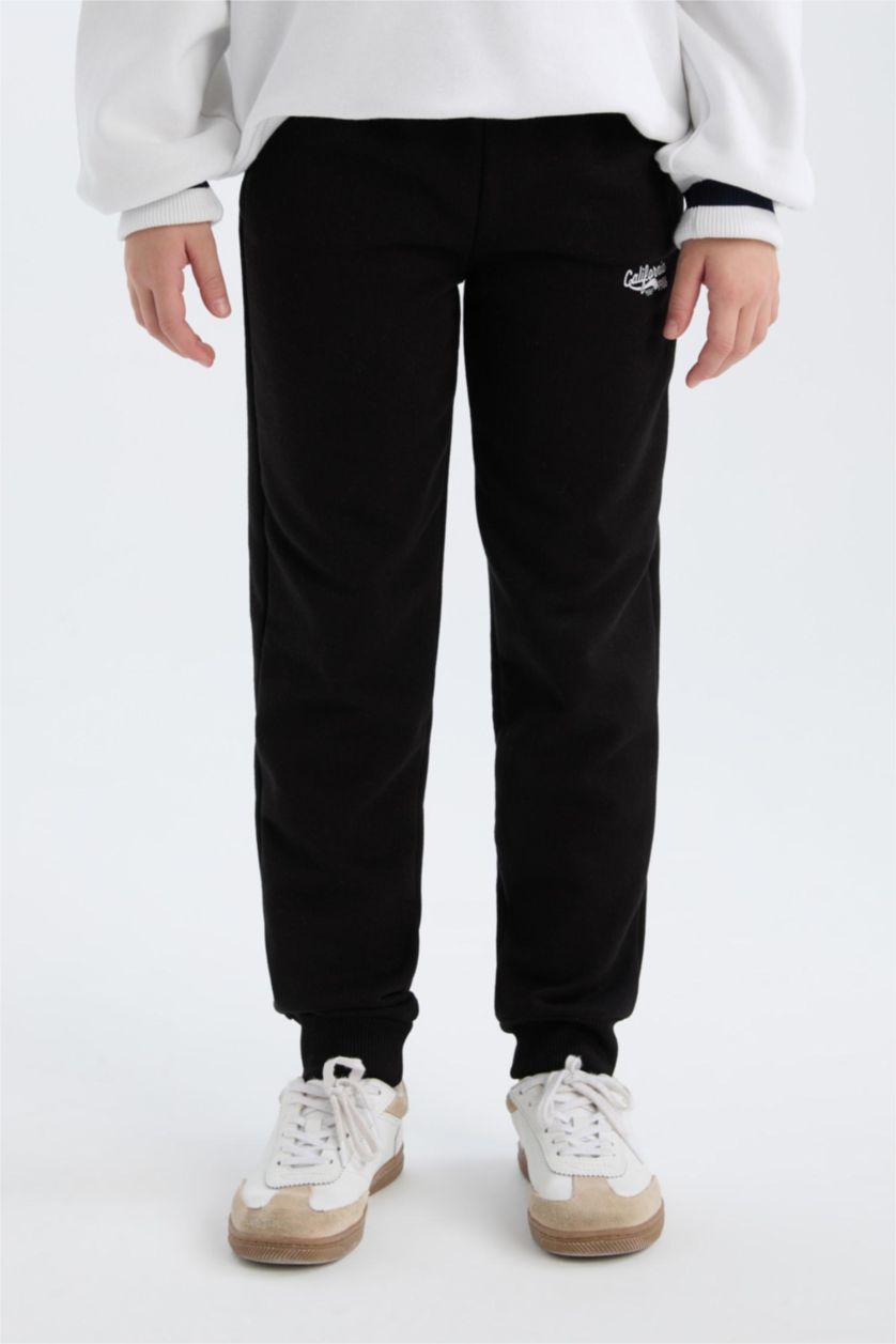 Kız Çocuk - Genç Kız Siyah Beli Lastikli Baskılı Jogger Eşofman Altı Kız Çocuk