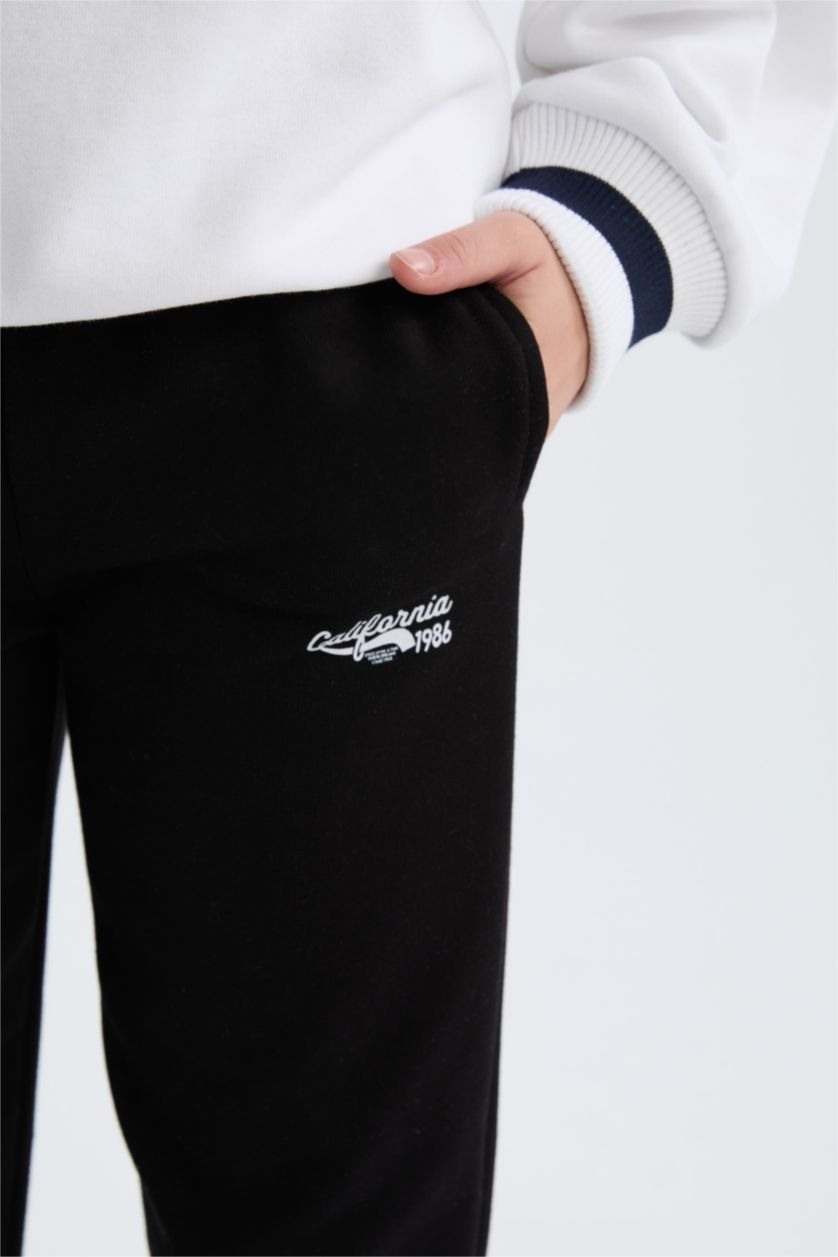 Kız Çocuk - Genç Kız Siyah Beli Lastikli Baskılı Jogger Eşofman Altı Kız Çocuk