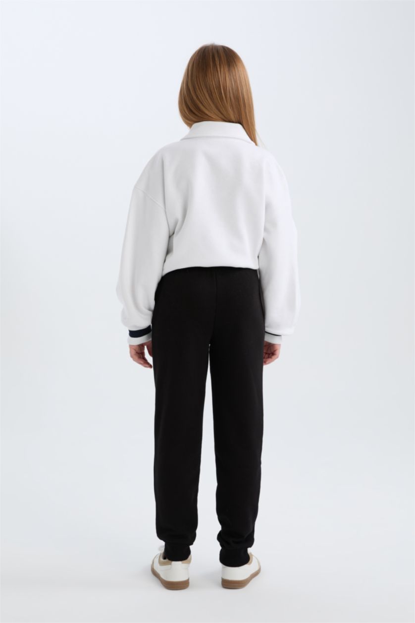 Kız Çocuk - Genç Kız Siyah Beli Lastikli Baskılı Jogger Eşofman Altı Kız Çocuk