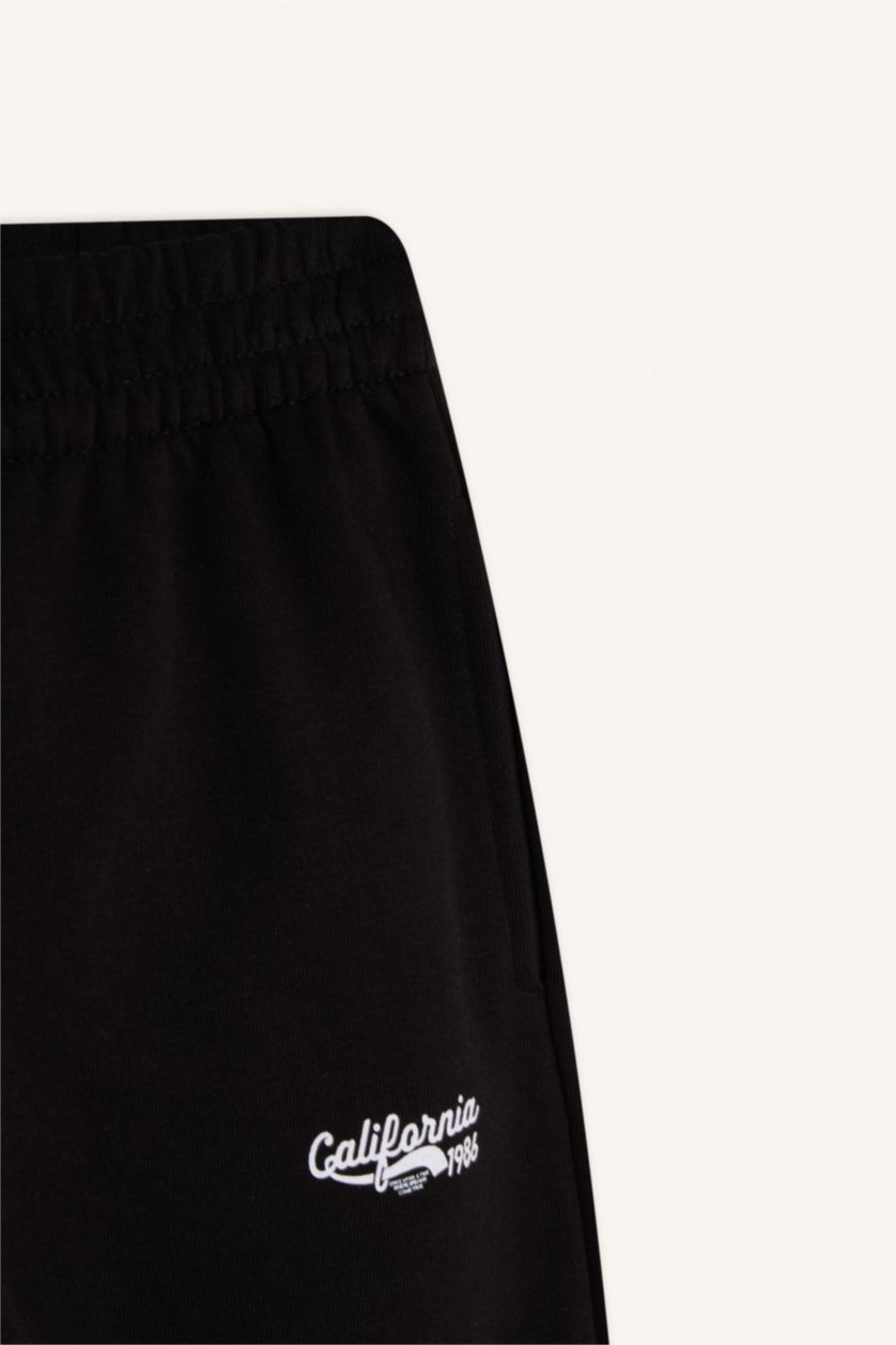 Kız Çocuk - Genç Kız Siyah Beli Lastikli Baskılı Jogger Eşofman Altı Kız Çocuk