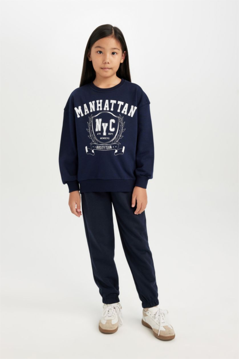 Young Girls - Teen Girls NAVY Relax Fit Crew Neck Sweatshirt