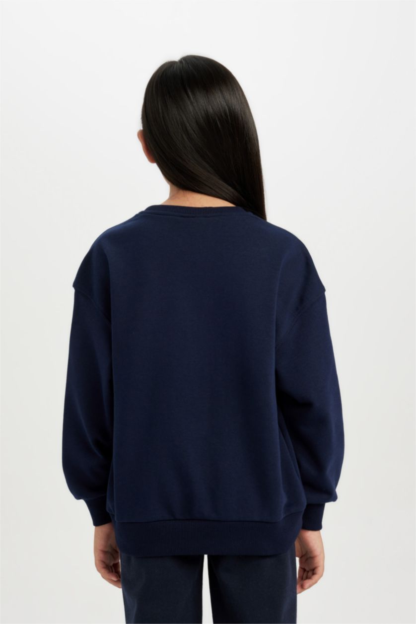 Young Girls - Teen Girls NAVY Relax Fit Crew Neck Sweatshirt