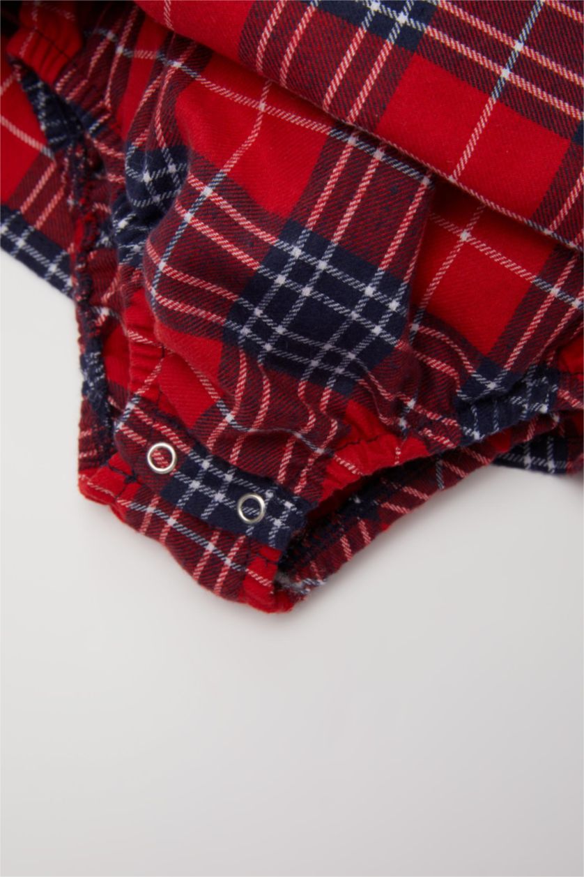 BÉBÉ FILLE Rouge Ensemble de Noël Robe en flanelle à carreaux et Collants assortis pour Bébé Fille