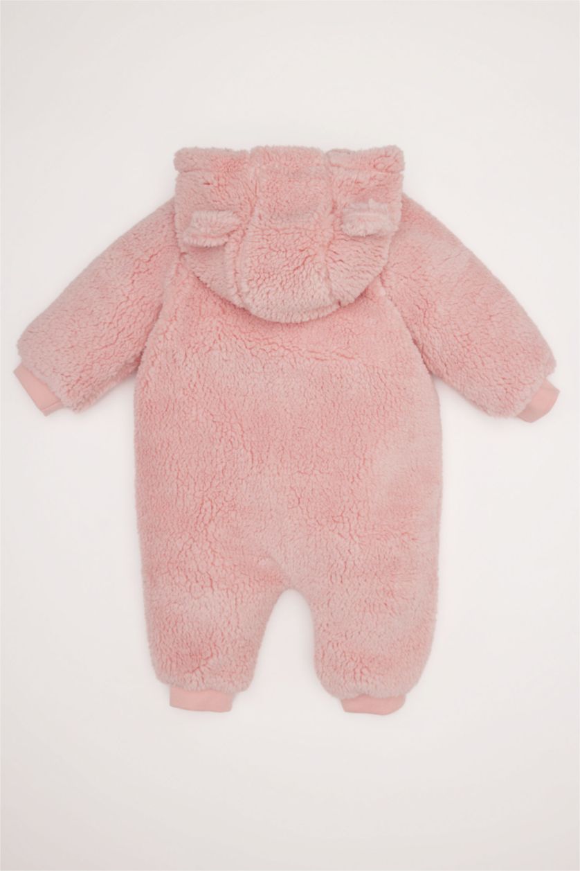 Kız Bebek Pembe Kız Bebek Yenidoğan Pelüş Uzun Kollu Fermuarlı Tulum