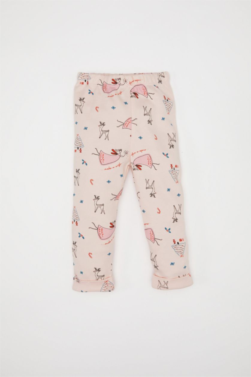 Kız Bebek Kum Kız Bebek 2'li Takım Yılbaşı Temalı Uzun Kollu Üst Beli Lastikli Alt