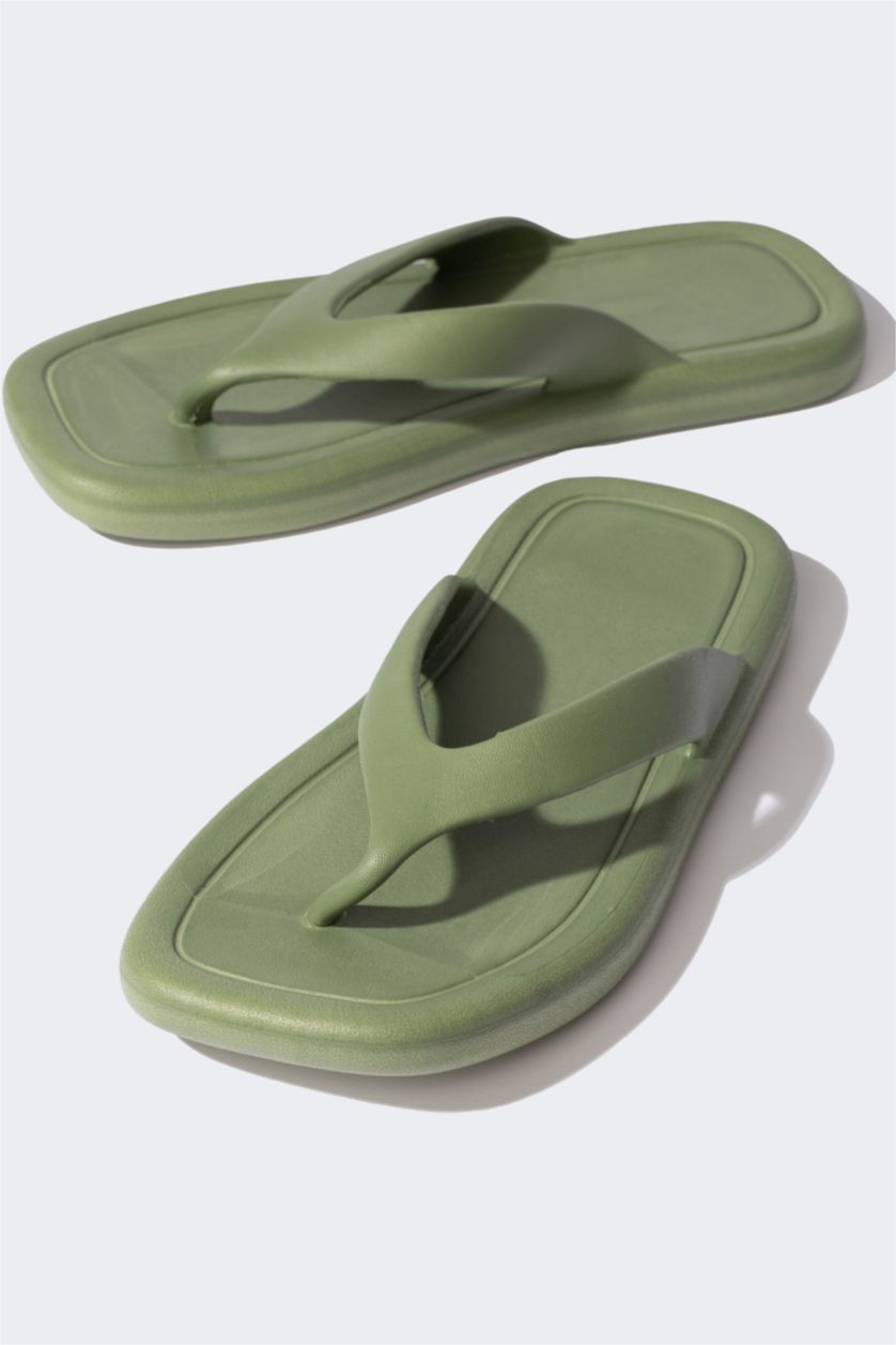 Woman Green Woman Flat Sole Flip Flops Eva Slippers