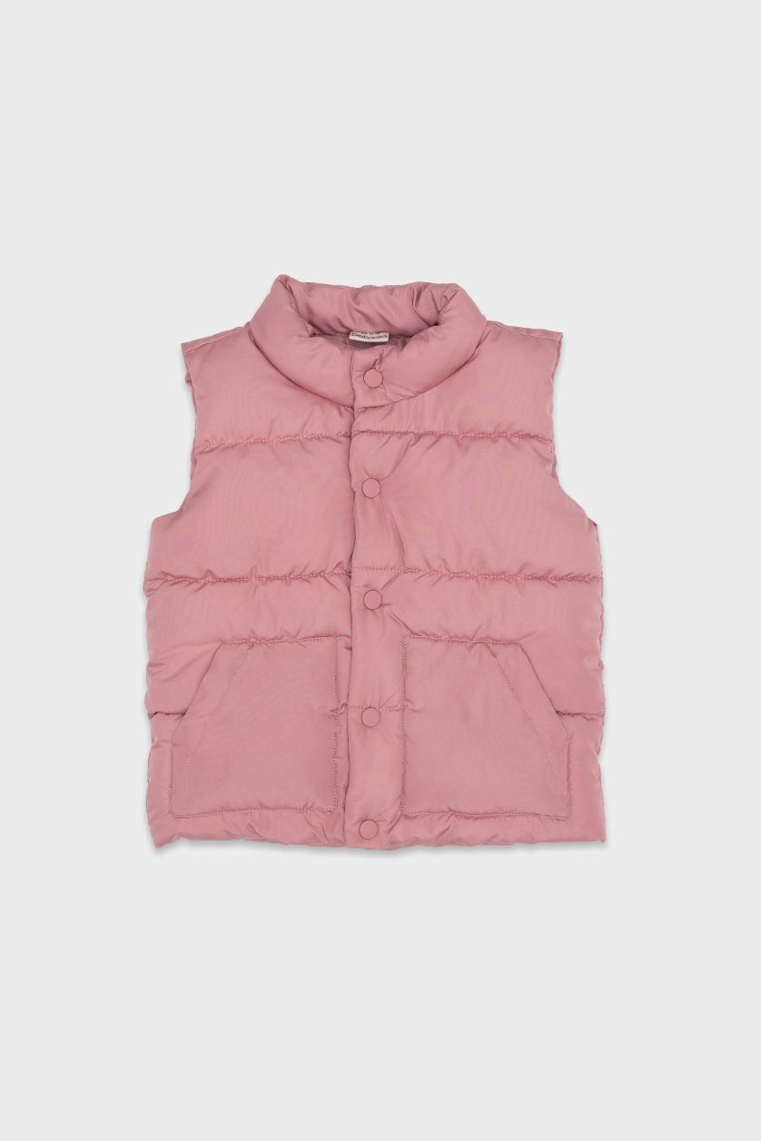 Kız Bebek Gülkurusu Su Geçirmez Çift Taraflı Dik Yaka Çıtçıtlı Şişme Yelek Kız Bebek