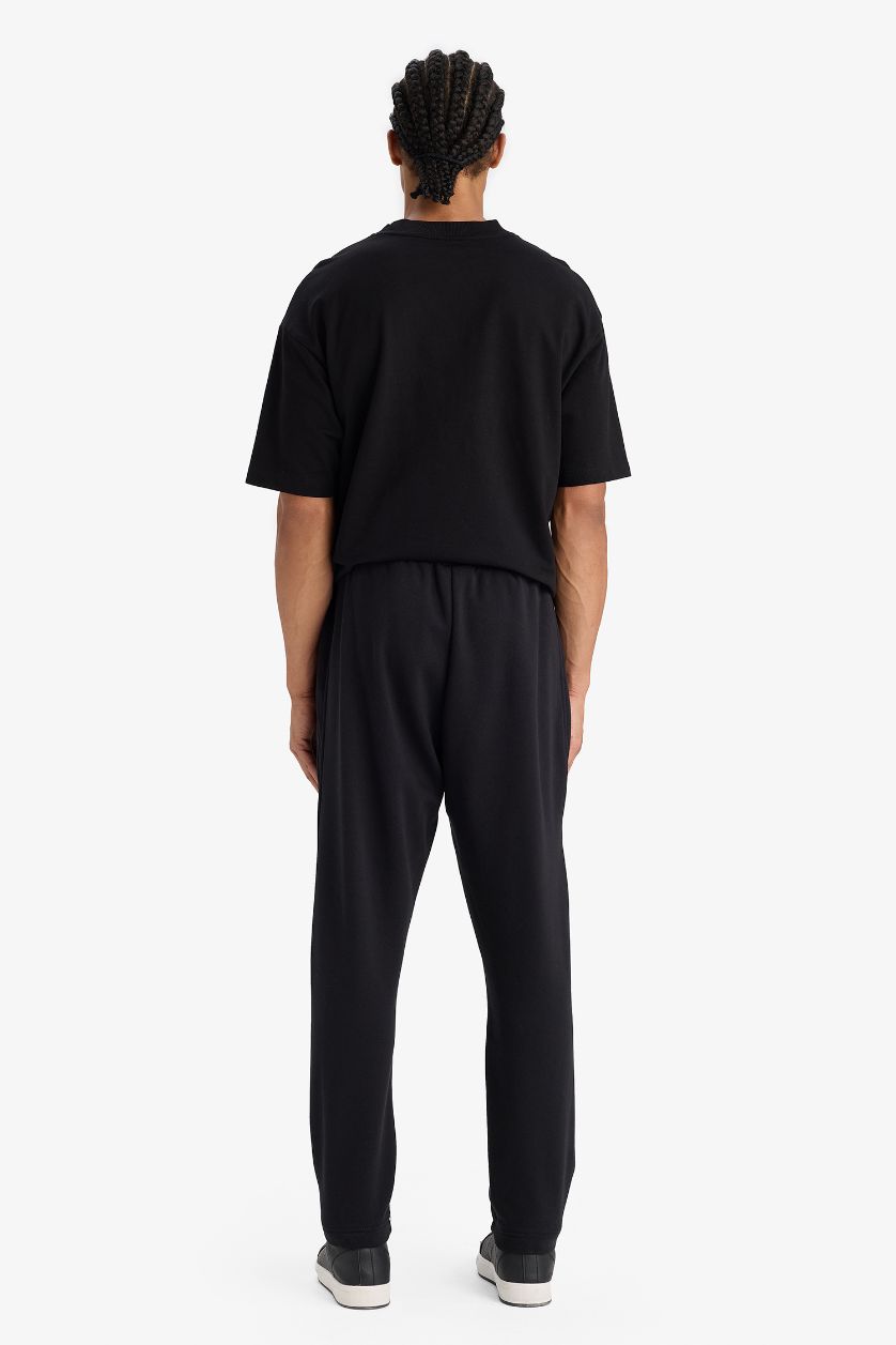 Erkek Siyah NBA Miami Heat Kalın Jogger Eşofman Altı Standart Fit Cepli Esnek Bantlı Paça