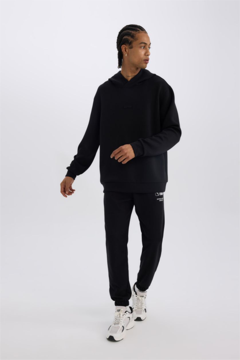 MAN Black DeFactoFit NBA Wordmark Sports Thick Jogger Sweatpants