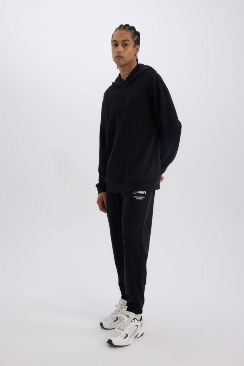 MAN Black DeFactoFit NBA Wordmark Sports Thick Jogger Sweatpants