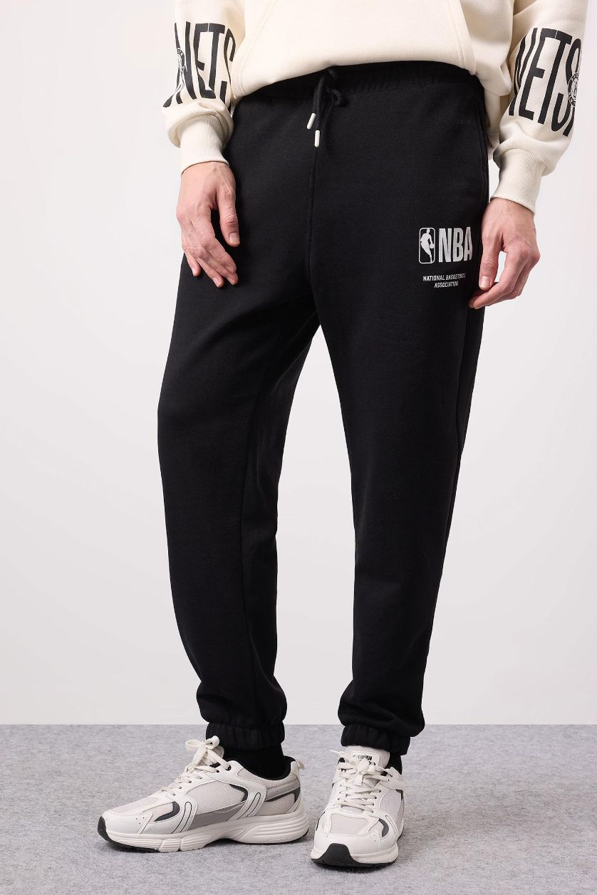 MAN Black DeFactoFit NBA Wordmark Sports Thick Jogger Sweatpants