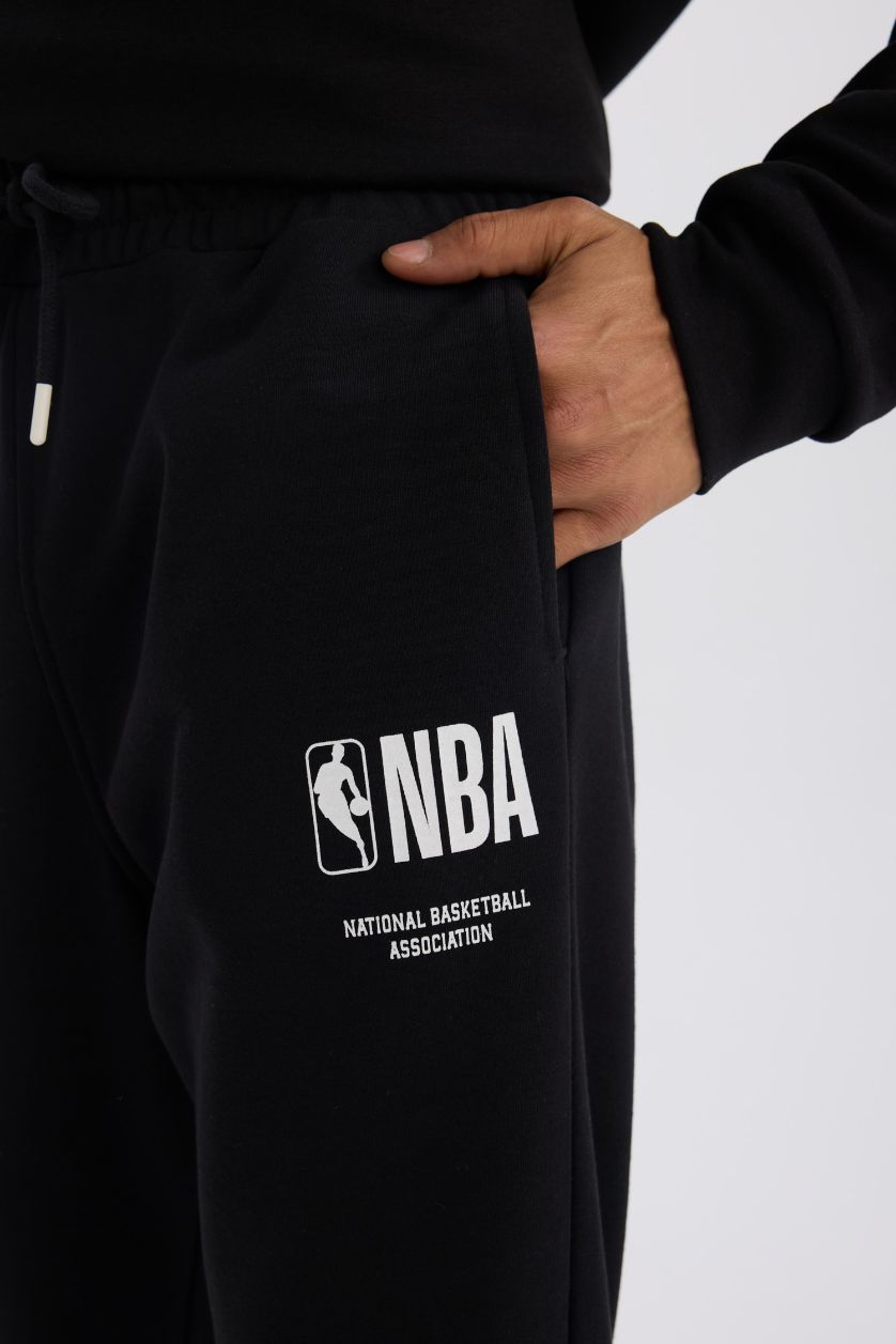 MAN Black DeFactoFit NBA Wordmark Sports Thick Jogger Sweatpants