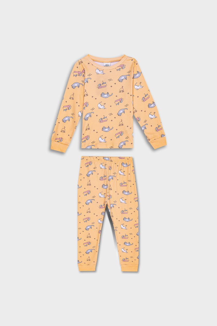 BABY GIRL Salmon Baby Girl Animal Patterned 2 Piece Pajamas Set