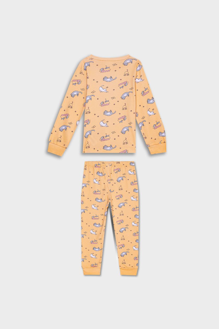 BABY GIRL Salmon Baby Girl Animal Patterned 2 Piece Pajamas Set