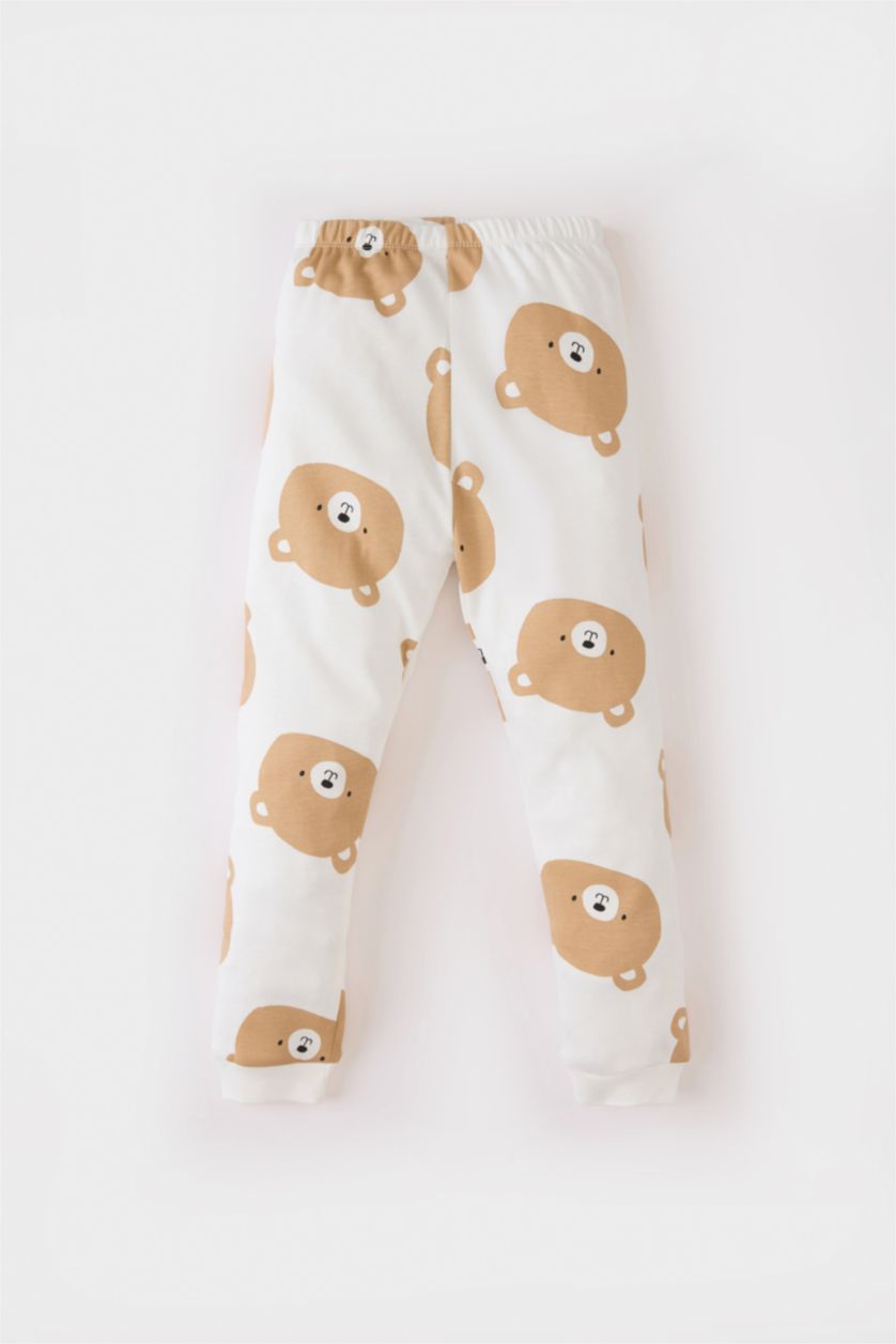 BABY BOY Ecru Baby Boy Bear Printed 2 Piece Pajama Set