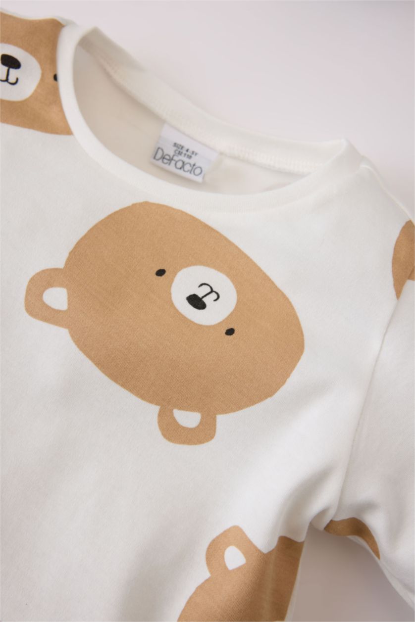 BABY BOY Ecru Baby Boy Bear Printed 2 Piece Pajama Set