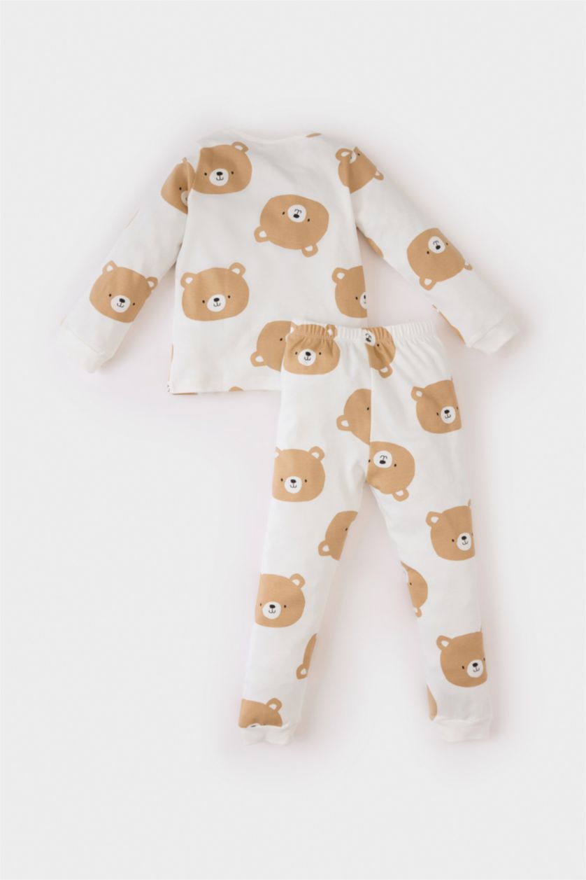 BABY BOY Ecru Baby Boy Bear Printed 2 Piece Pajama Set
