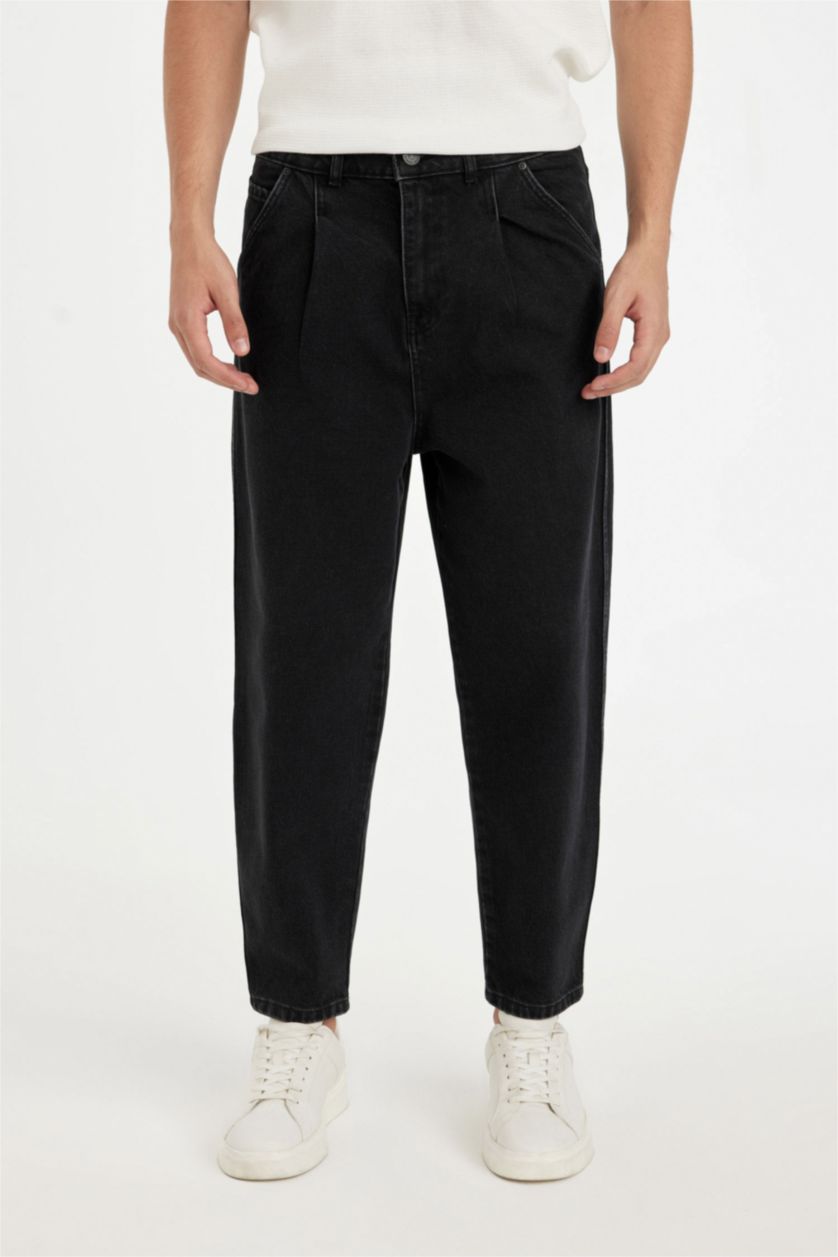 MAN Black Balloon Fit High Waist Regular Leg Jeans