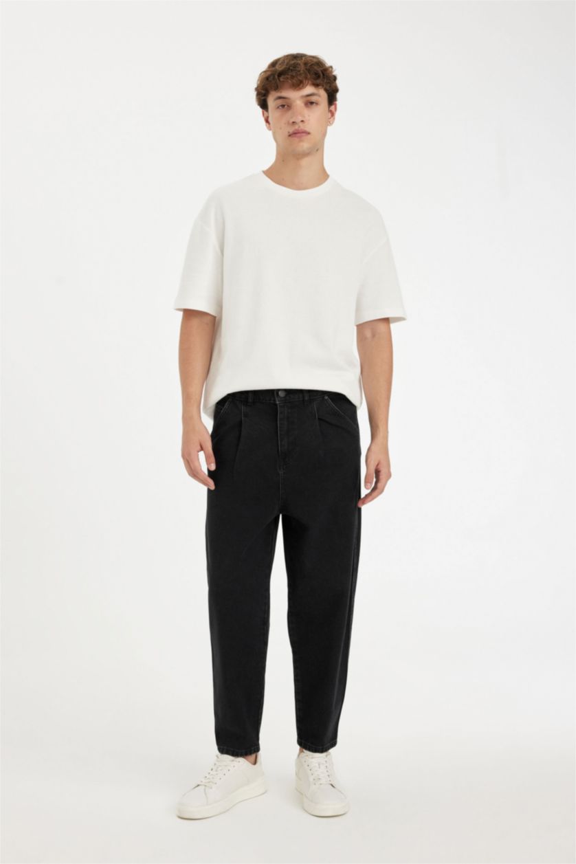 MAN Black Balloon Fit High Waist Regular Leg Jeans