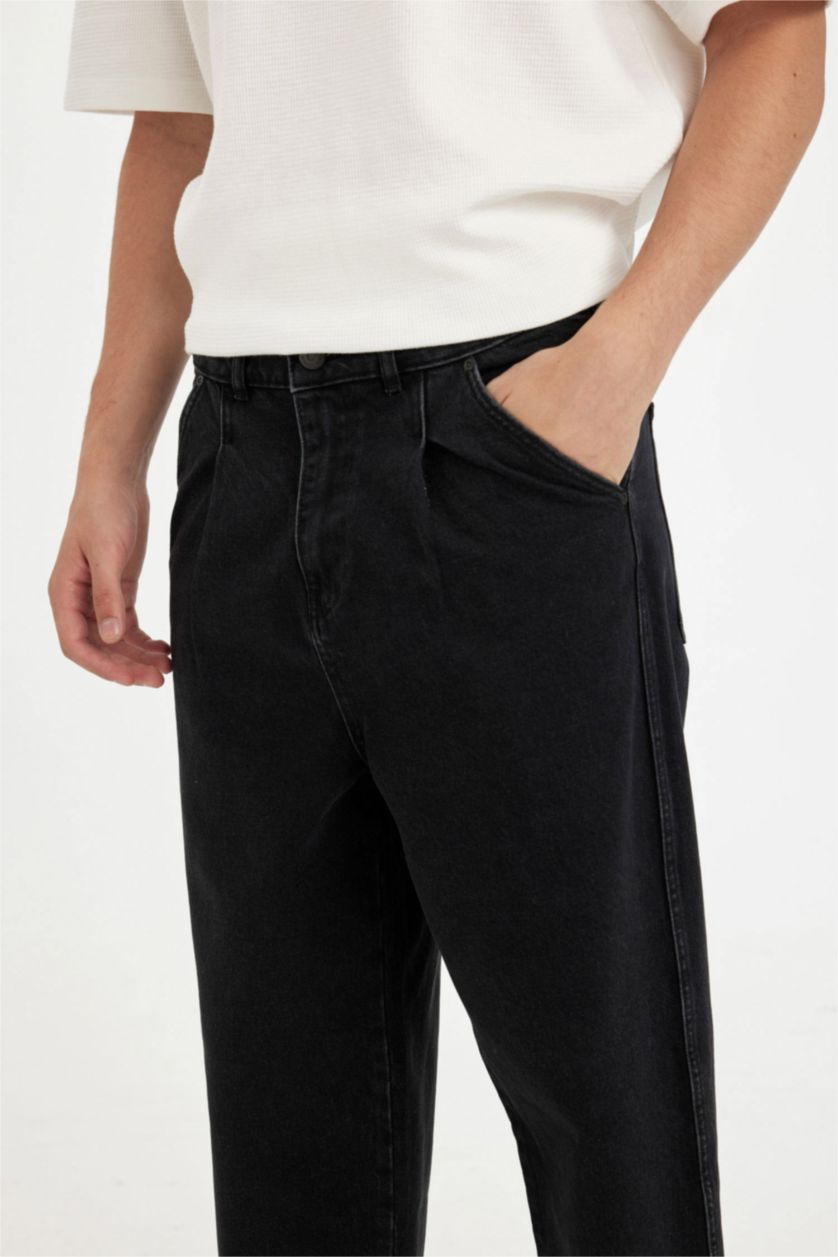 MAN Black Balloon Fit High Waist Regular Leg Jeans