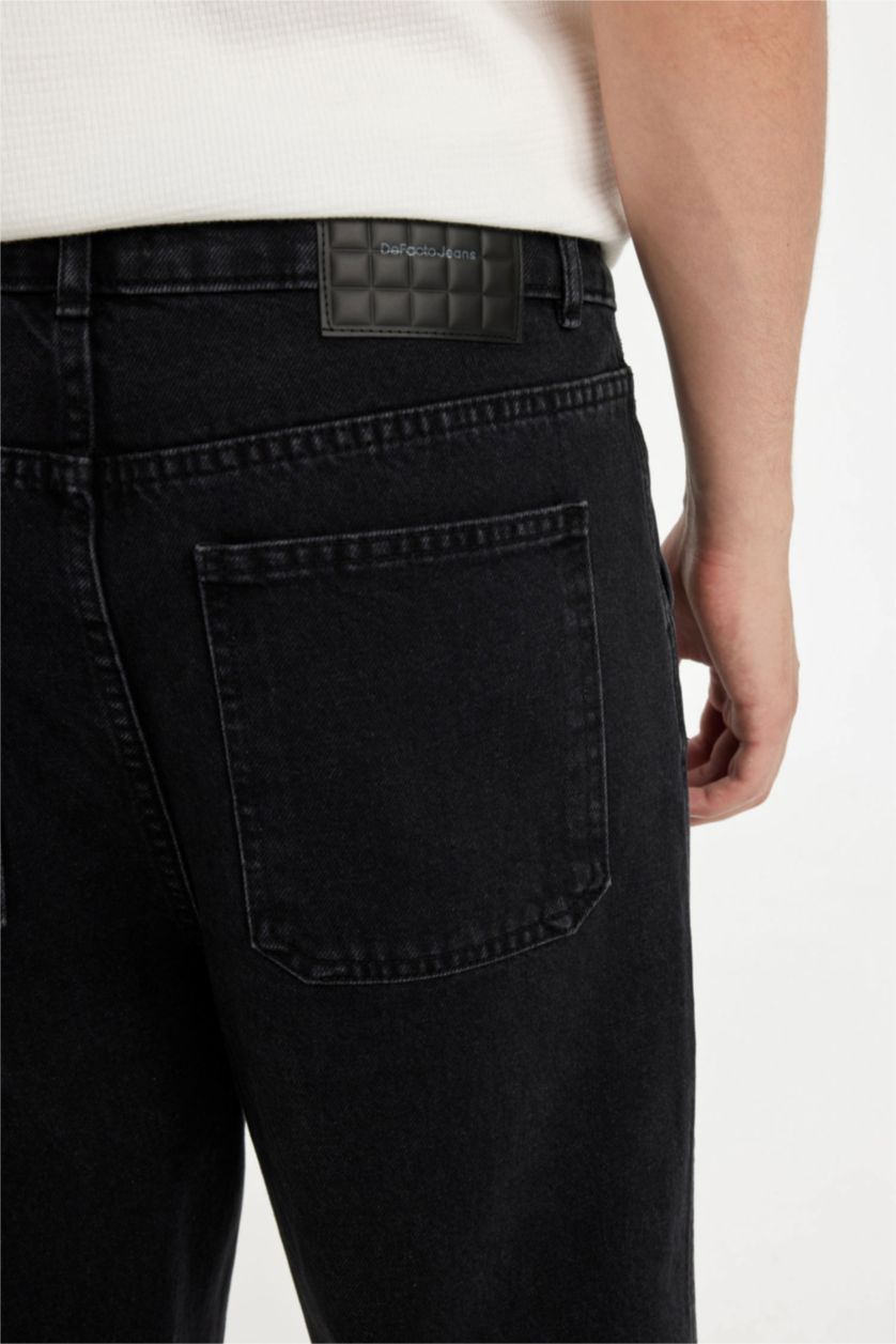 MAN Black Balloon Fit High Waist Regular Leg Jeans