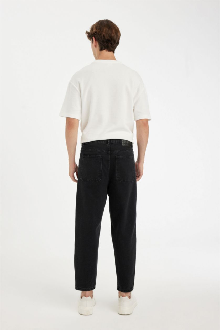 MAN Black Balloon Fit High Waist Regular Leg Jeans