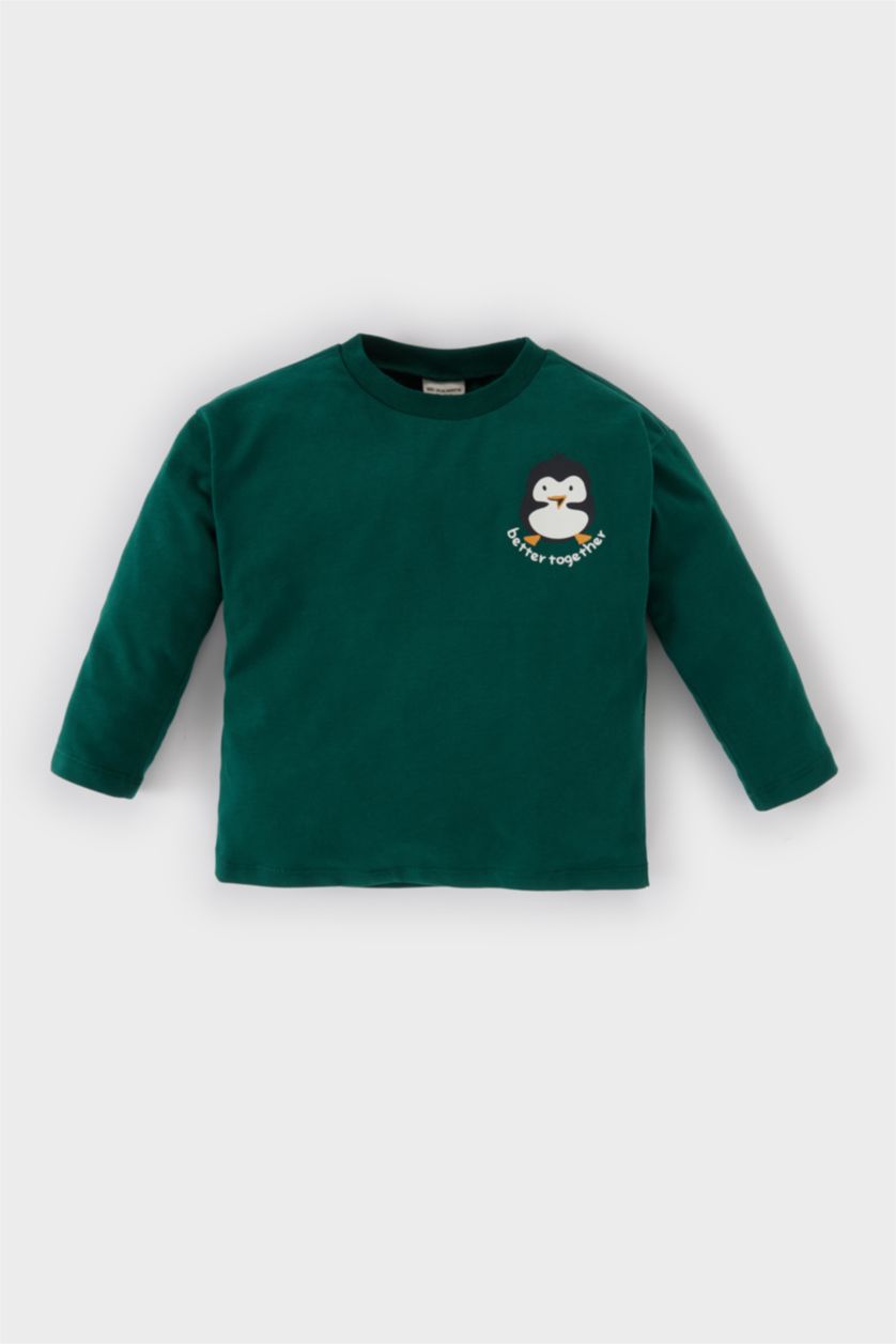 BABY BOY Dark Green Baby Boy Crew Neck Christmas Themed T-Shirt