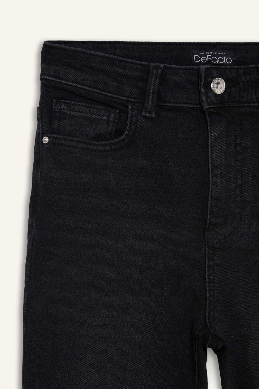 Женщины Черный Skinny Fit Джинсы с высокой талией и прямыми штанинами