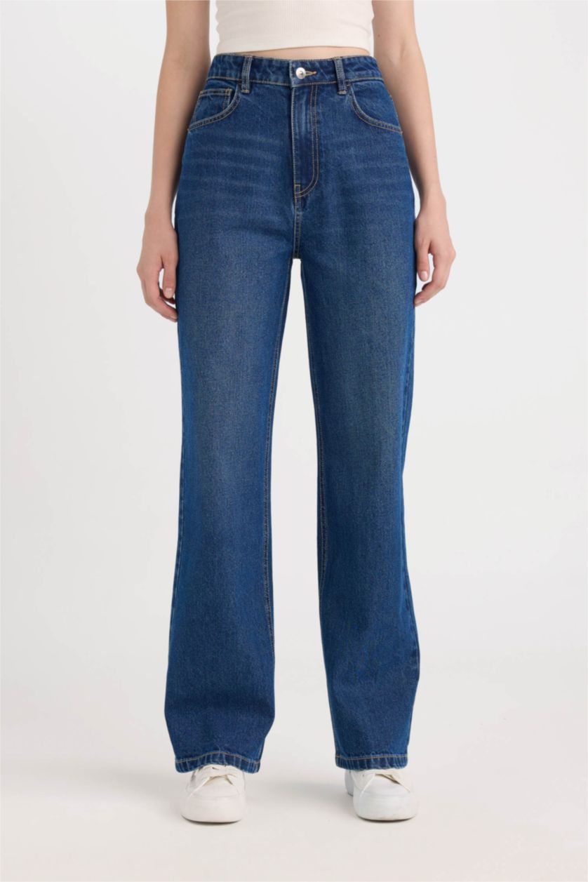 WOMAN Dark Blue 90's Wide Leg High Waist Long Jeans