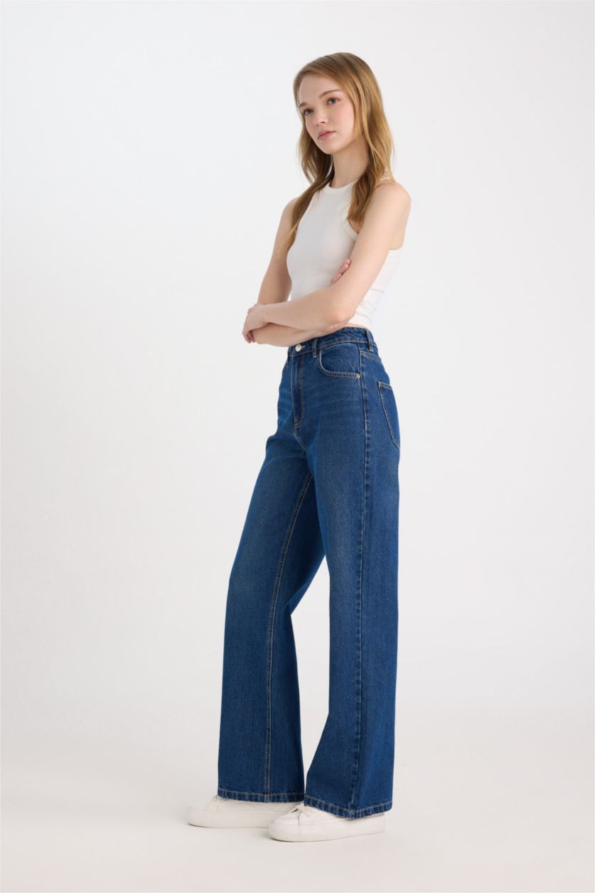 WOMAN Dark Blue 90's Wide Leg High Waist Long Jeans