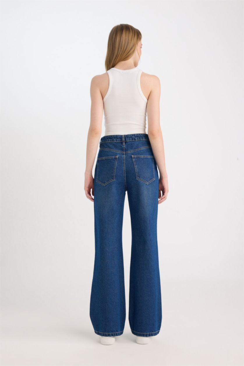 WOMAN Dark Blue 90's Wide Leg High Waist Long Jeans