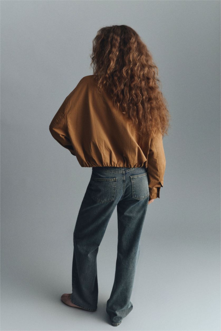 Kadın Mavi %100 Pamuk 90's Wıde Leg Yüksek Bel Jean Pantolon