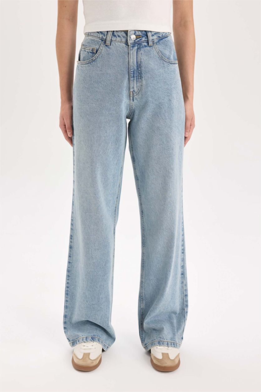 WOMAN Blue High Waist Trousers