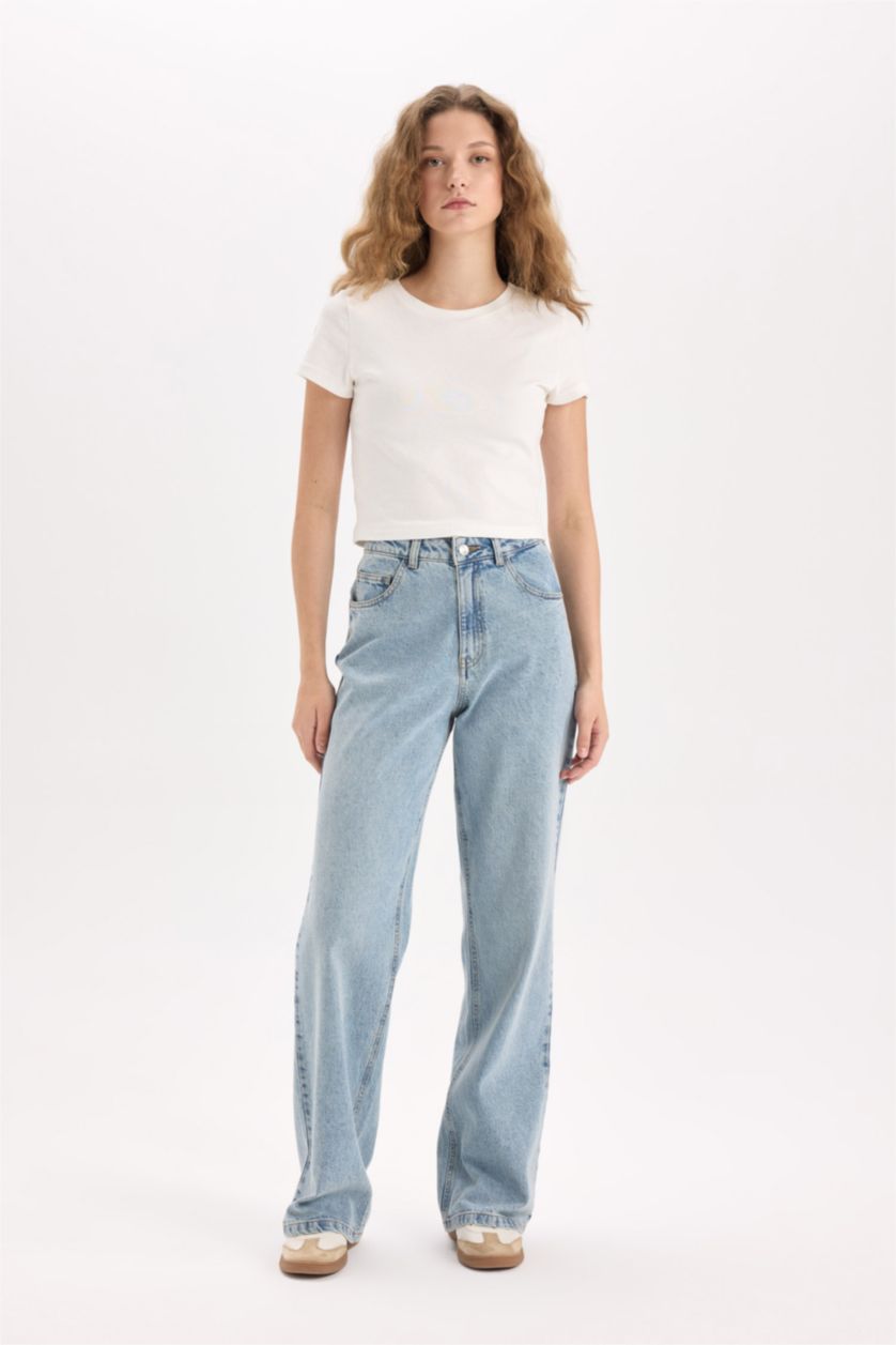 WOMAN Blue High Waist Trousers