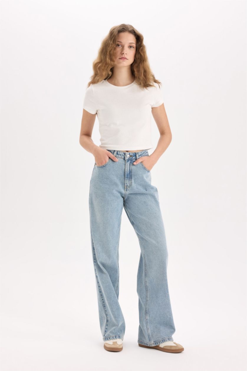 WOMAN Blue High Waist Trousers