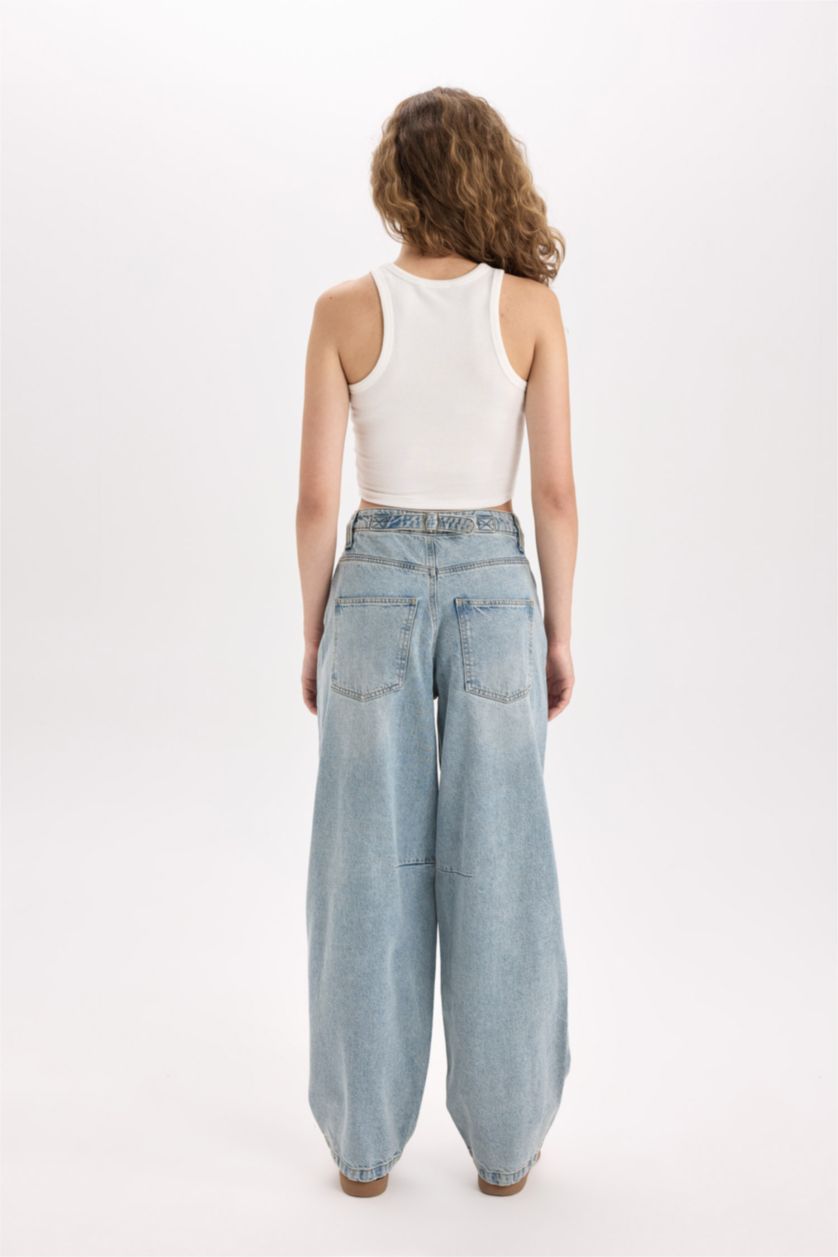 WOMAN Blue Baggy Fit High Waist Long Jeans
