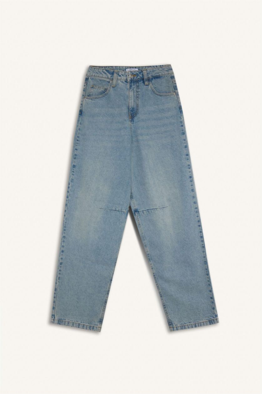 WOMAN Blue Baggy Fit High Waist Long Jeans