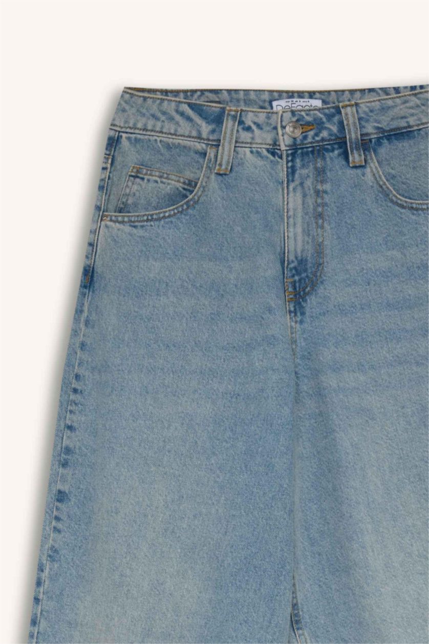 WOMAN Blue Baggy Fit High Waist Long Jeans