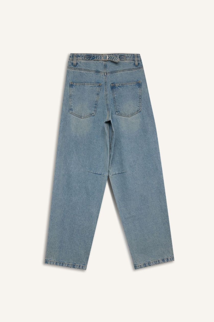 WOMAN Blue Baggy Fit High Waist Long Jeans