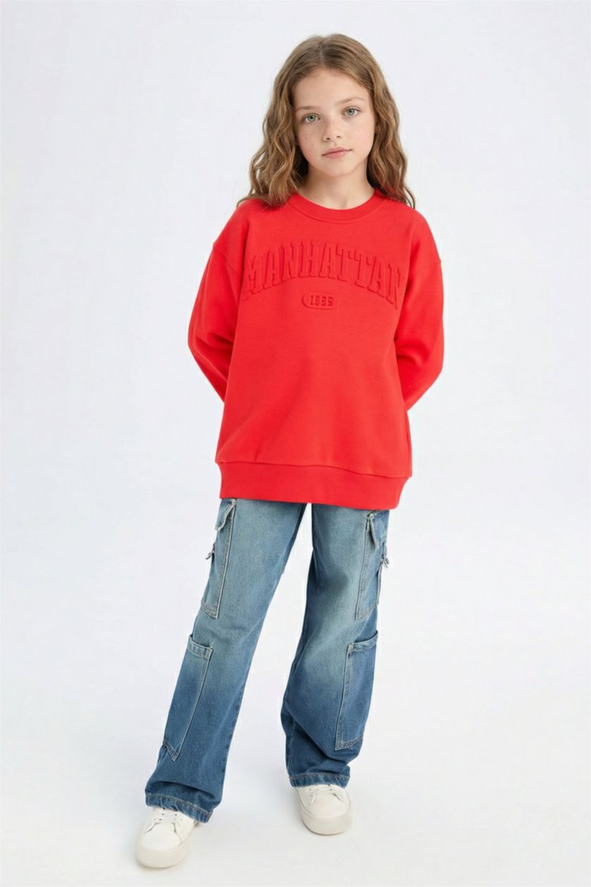 GIRLS & TEENS Red Girl Red Regular Fit Slogan Printed Sweatshirt