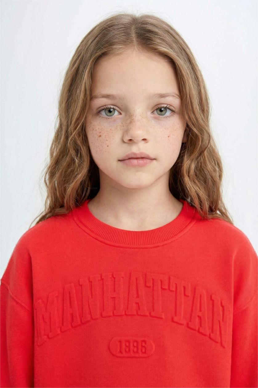 GIRLS & TEENS Red Girl Red Regular Fit Slogan Printed Sweatshirt