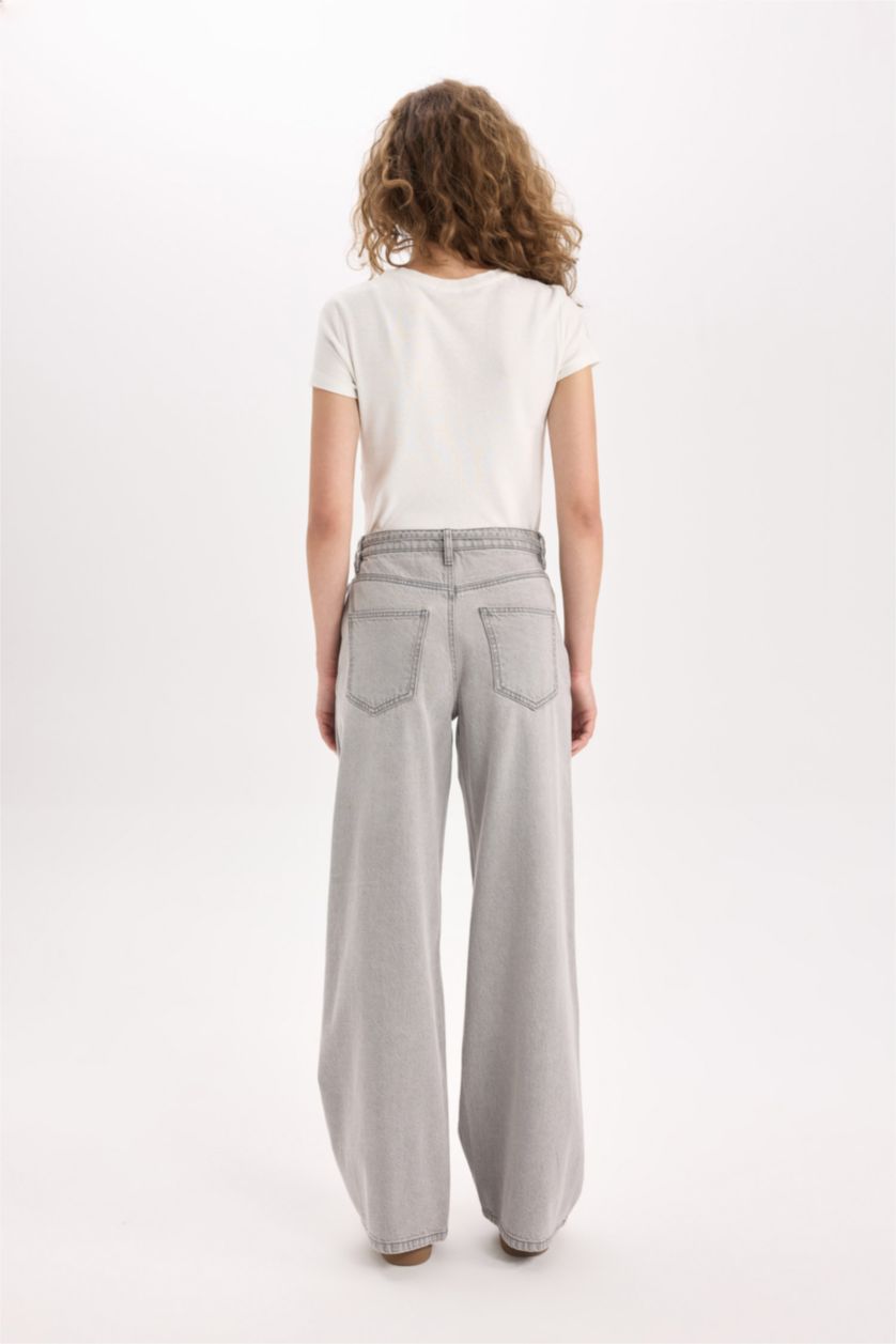 Женщины Серый Джинсы с завышенной талией Baggy Fit