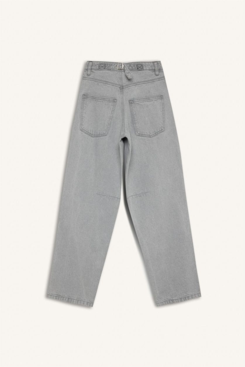 Женщины Серый Джинсы с завышенной талией Baggy Fit