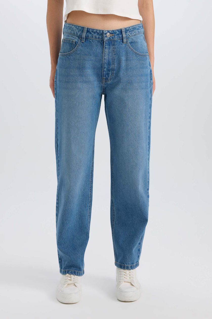 حريمي أزرق بنطلون جينز بوي فريند